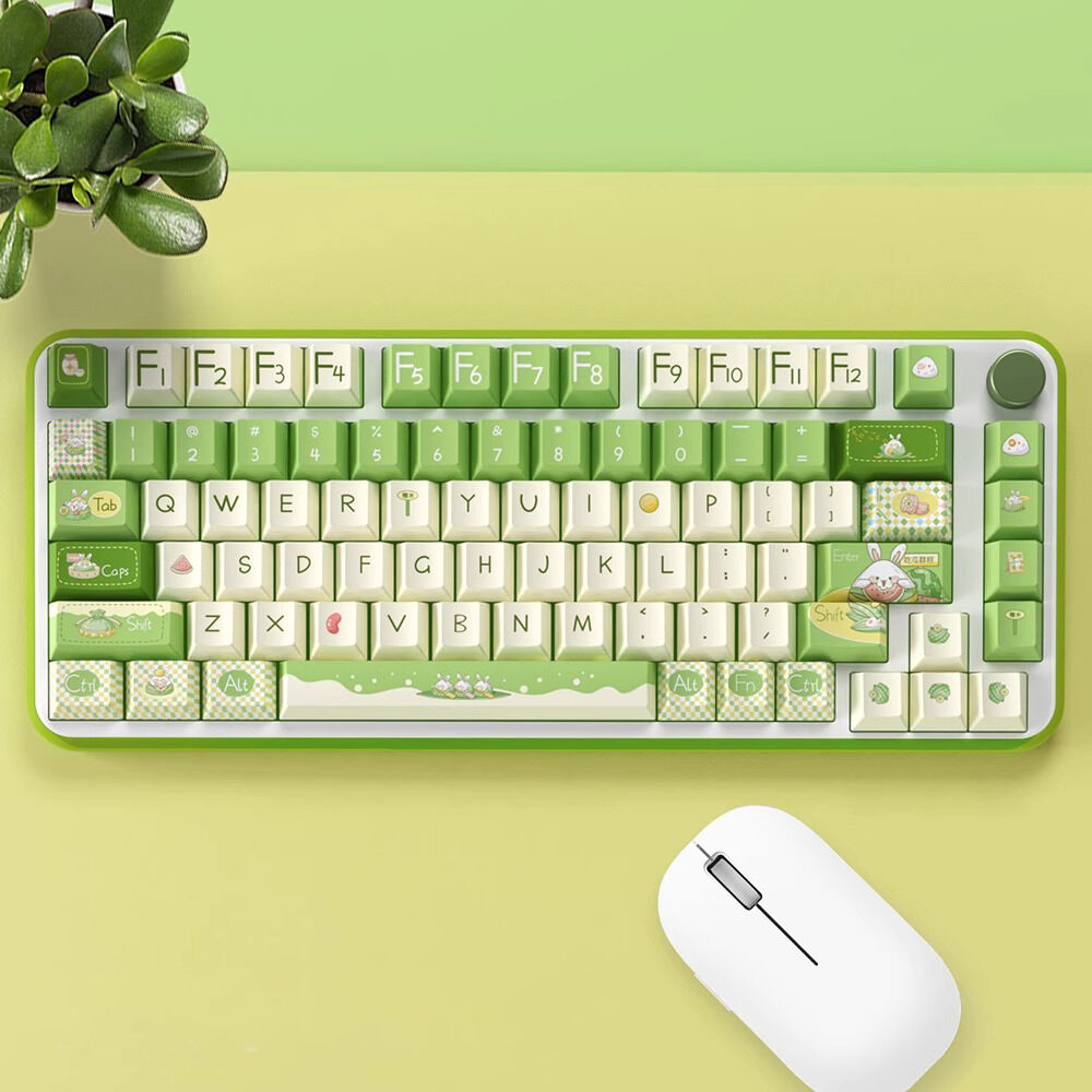 Chinese Rice-pudding 104+34 / 54 Cherry Profile Keycap Set Cherry MX PBT Dye-subbed for Mechanical Gaming Keyboard